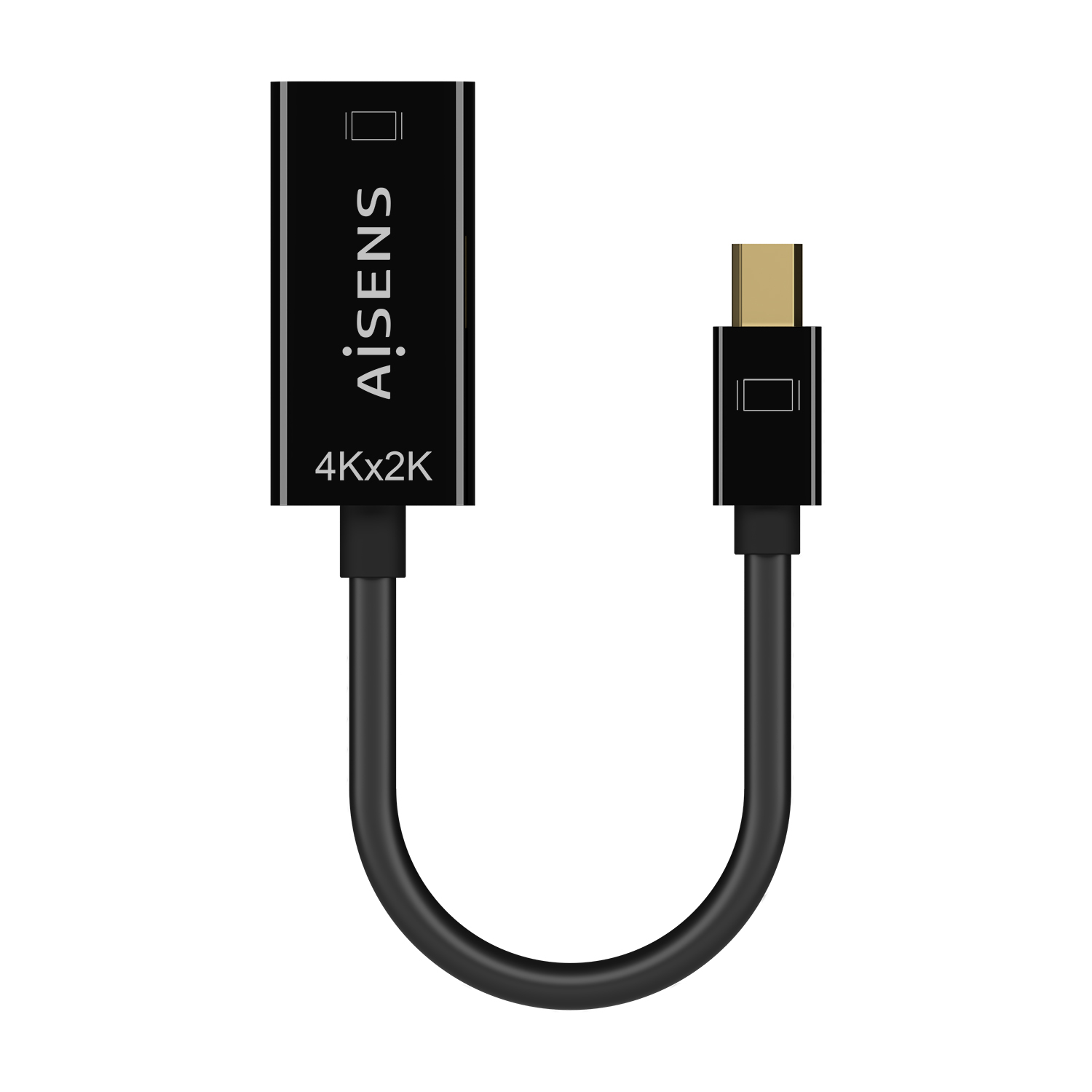 Convertisseur Aisens Mini DP V1.2 vers HDMI V1.4 4K@30HZ - MDP/M-HDMIA/H - 15CM - Couleur Noir