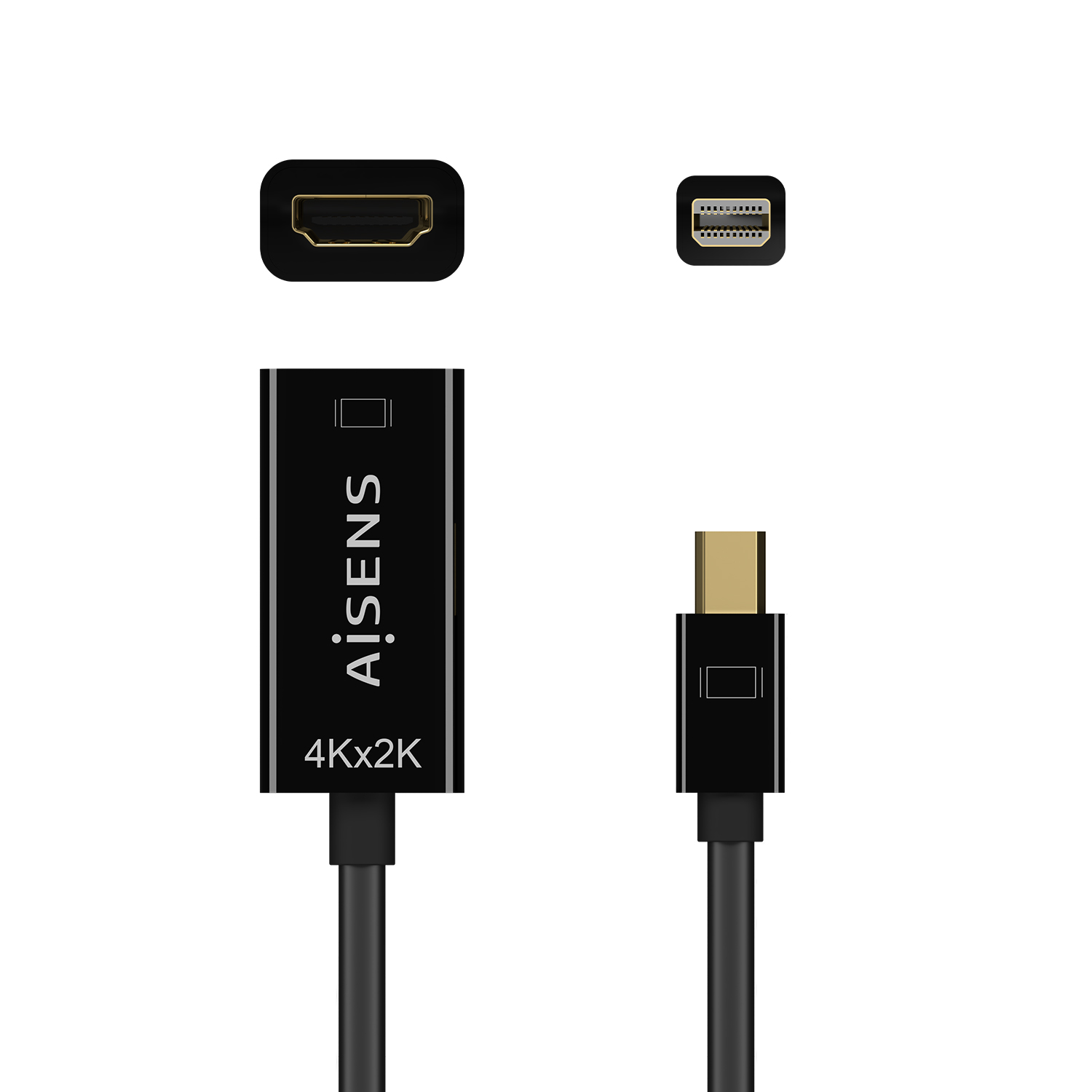 Convertisseur Aisens Mini DP V1.2 vers HDMI V1.4 4K@30HZ - MDP/M-HDMIA/H - 15CM - Couleur Noir