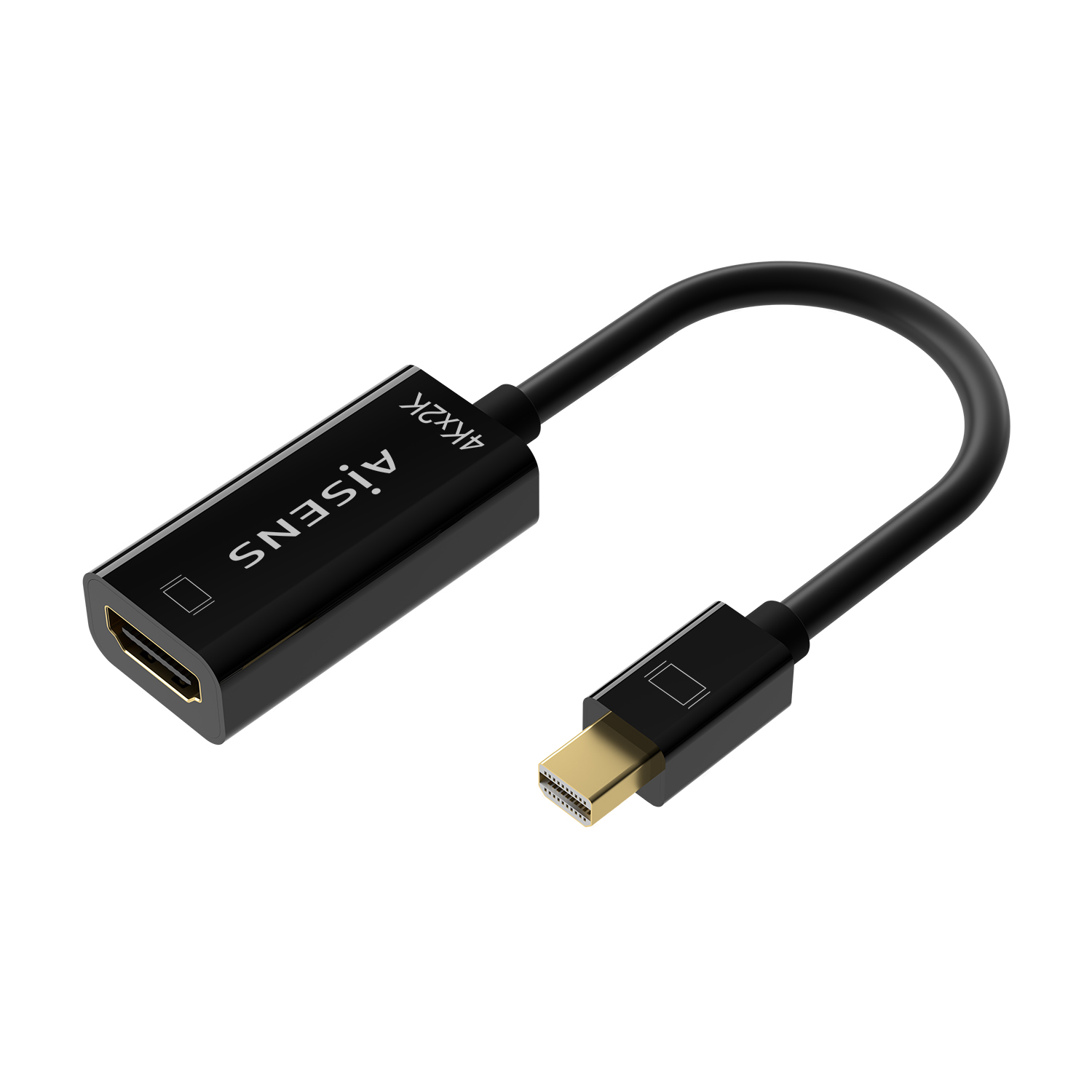 Convertisseur Aisens Mini DP V1.2 vers HDMI V1.4 4K@30HZ - MDP/M-HDMIA/H - 15CM - Couleur Noir