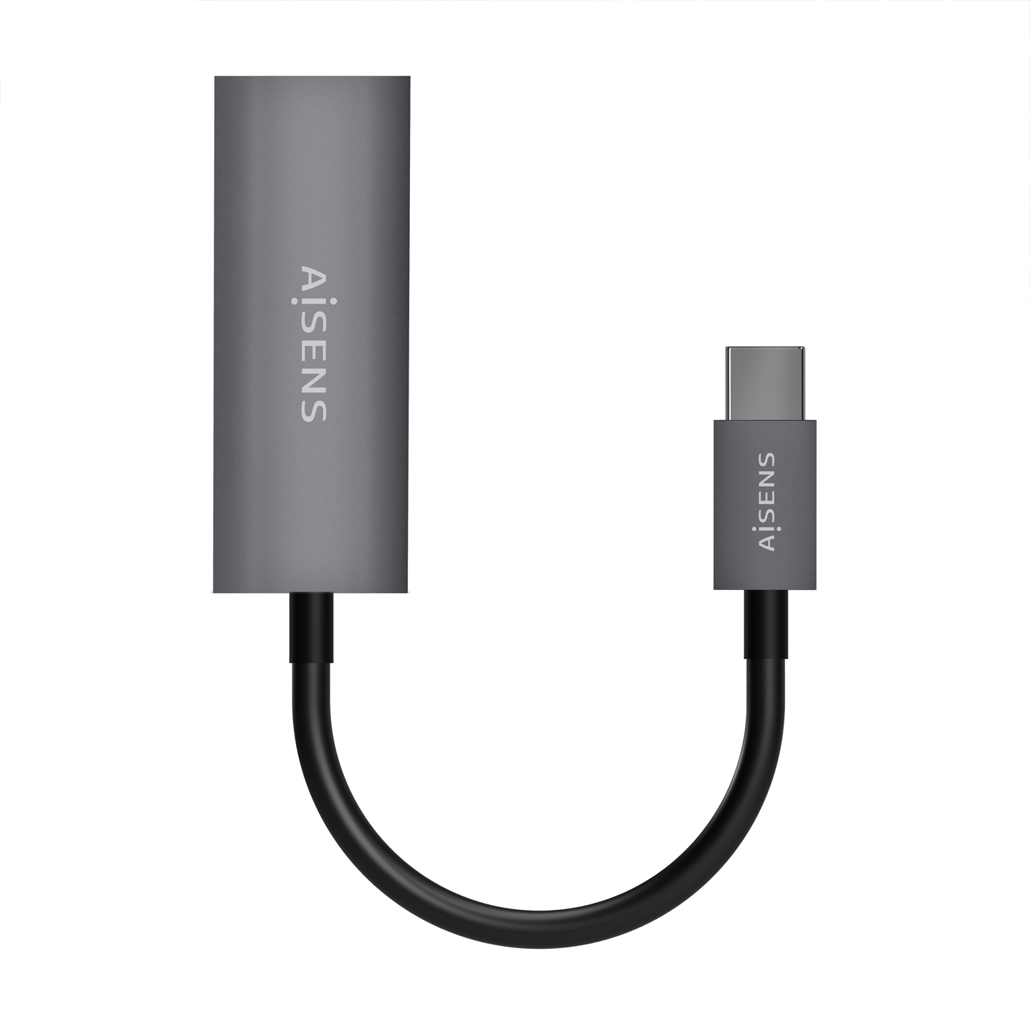 Convertisseur Ethernet Aisens USB3.1 GEN1 USB-C vers 10/100/1000 Mbps Gigabit - 15cm - Couleur Gris