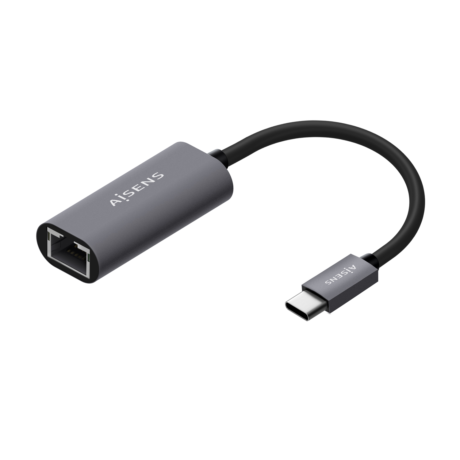 Convertisseur Ethernet Aisens USB3.1 GEN1 USB-C vers 10/100/1000 Mbps Gigabit - 15cm - Couleur Gris