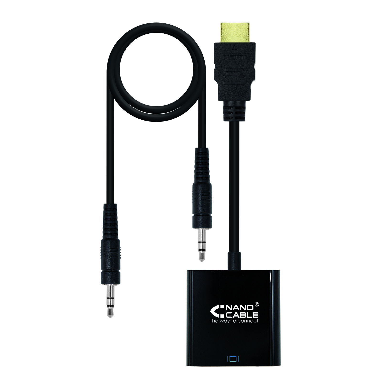 Convertisseur Nanocable HDMI vers SVGA+audio - HDMI A/M-SVGA/H+Jack 3.5/H - 10cm+1.0m - Couleur Noir