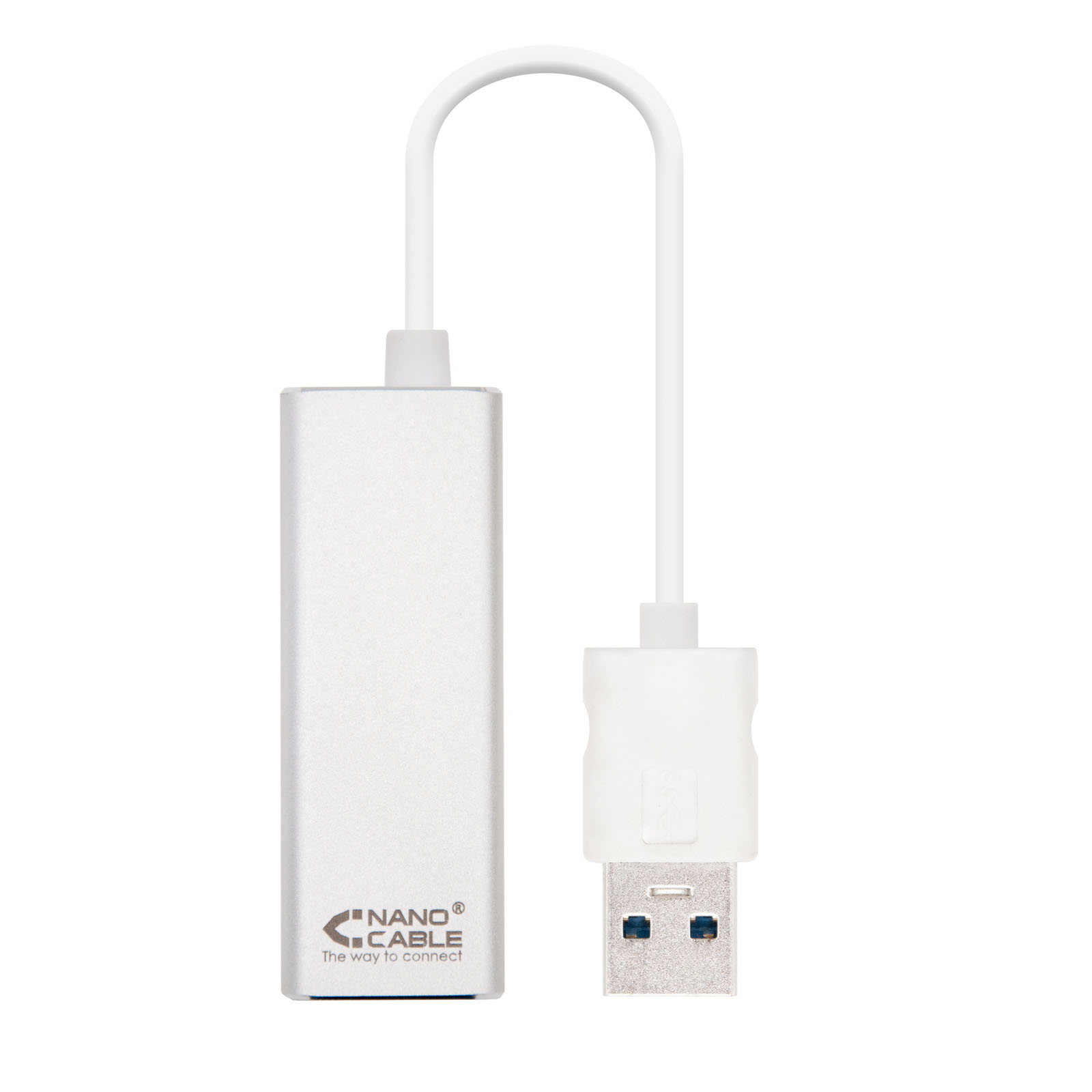 Convertisseur Nanocable USB 3.0 vers Gigabit Ethernet 10/100/1000 Mbps - 15cm - Couleur Aluminium