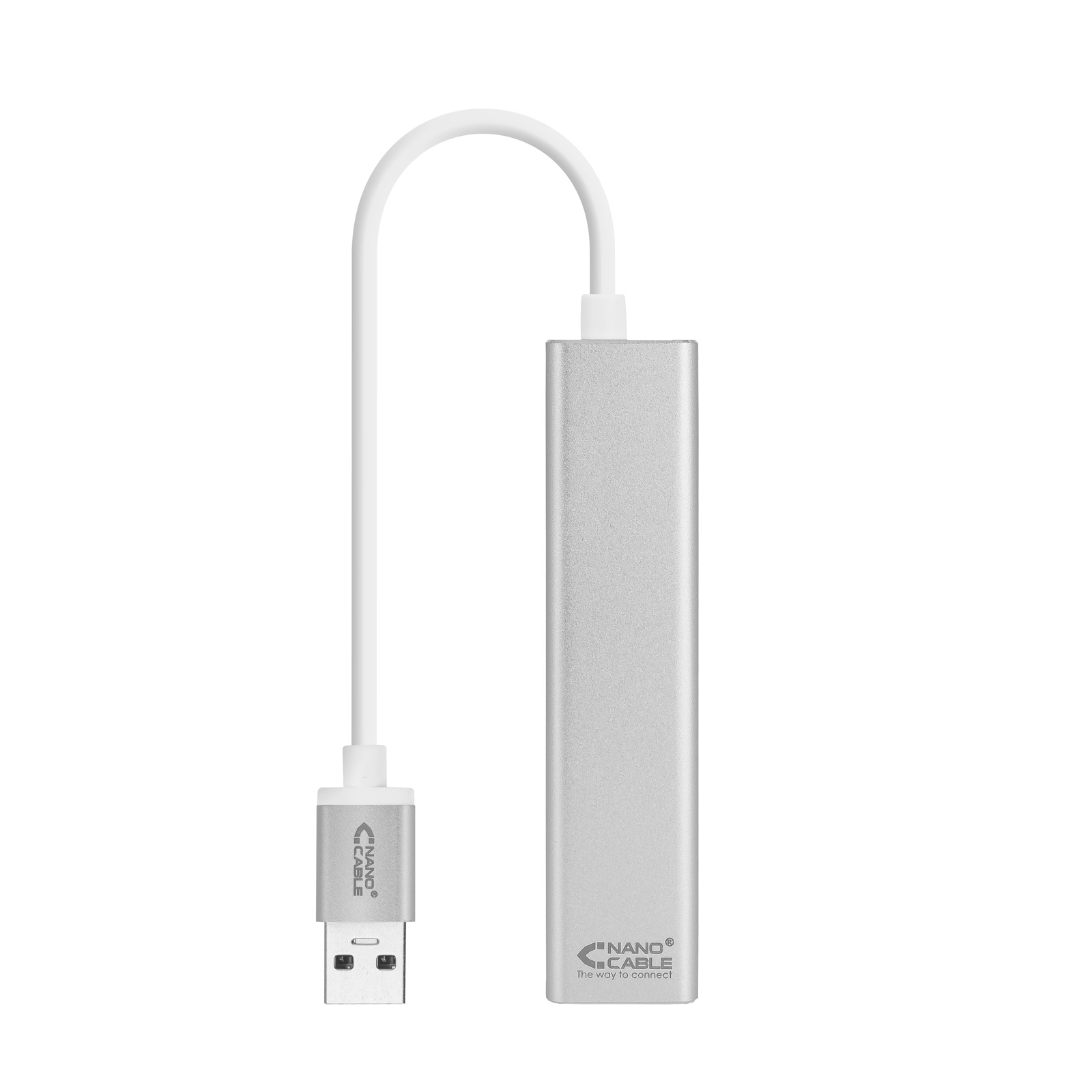 Convertisseur Nanocâble USB 3.0 vers Gigabit Ethernet + 3xUSB 3.0 - Aluminium - 15 cm - Couleur Argent