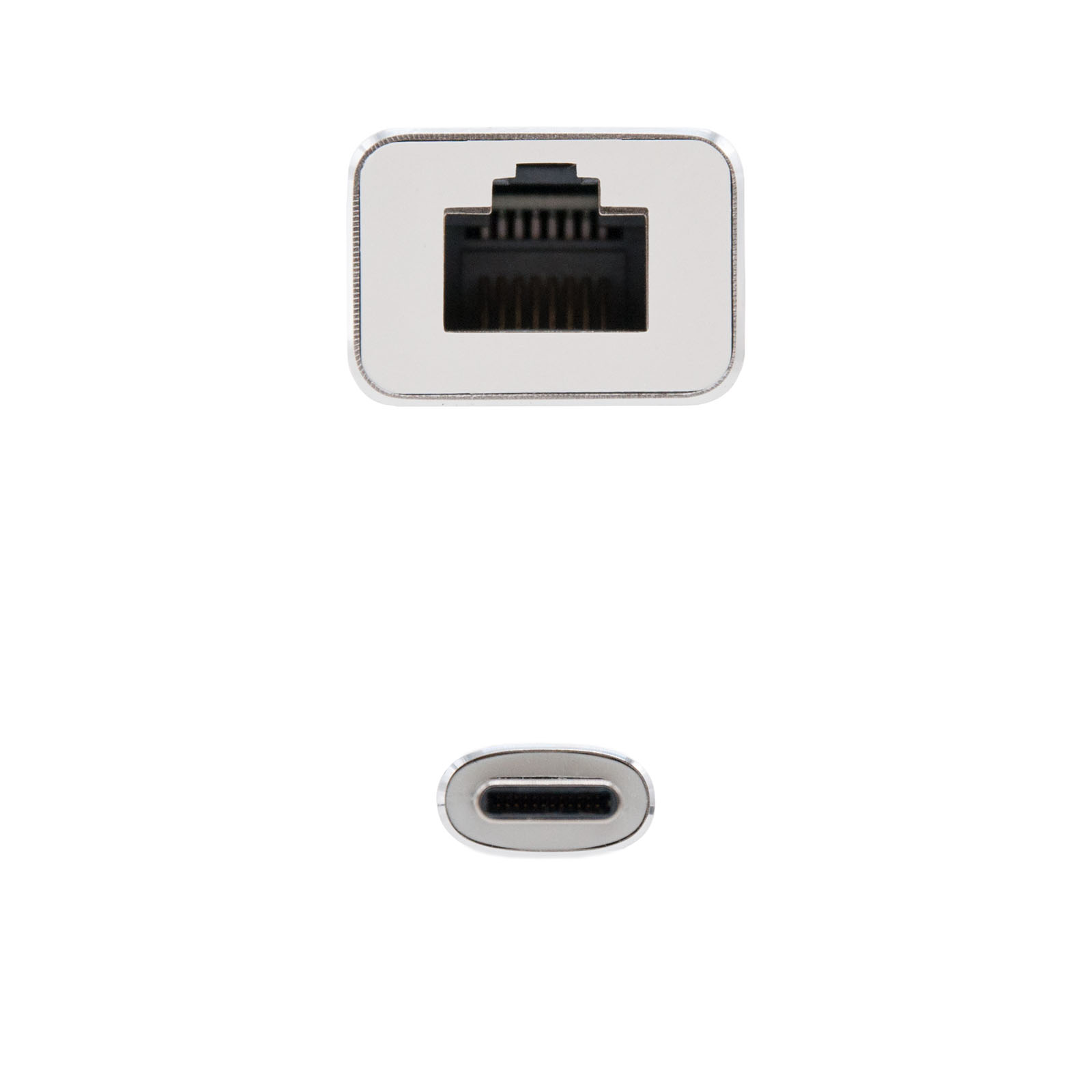 Convertisseur Nanocable USB-C vers Gigabit Ethernet 10/100/1000 Mbps - 15 cm - Couleur Aluminium