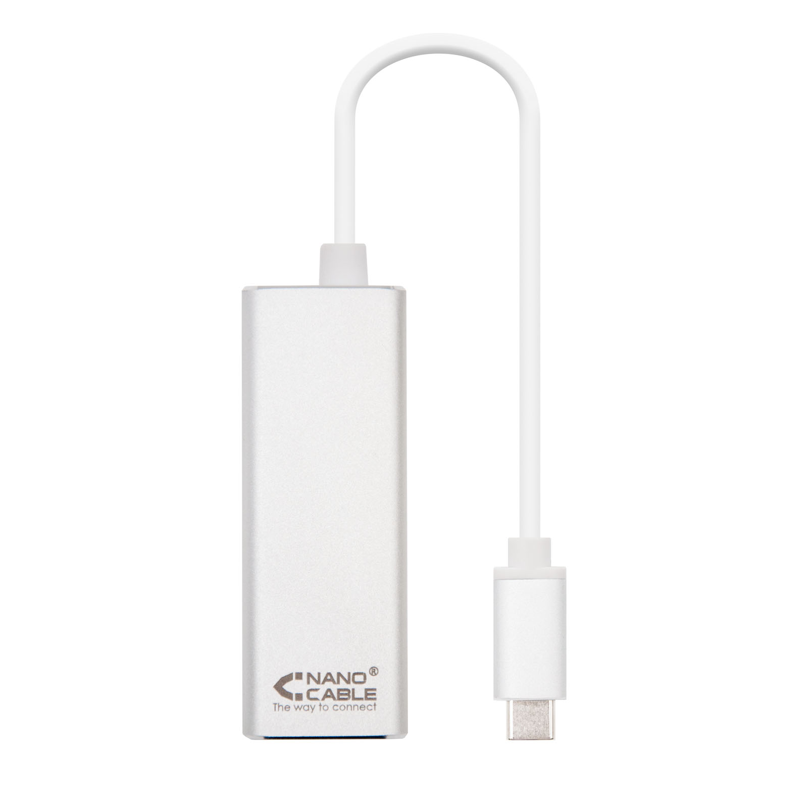 Convertisseur Nanocable USB-C vers Gigabit Ethernet 10/100/1000 Mbps - 15 cm - Couleur Aluminium