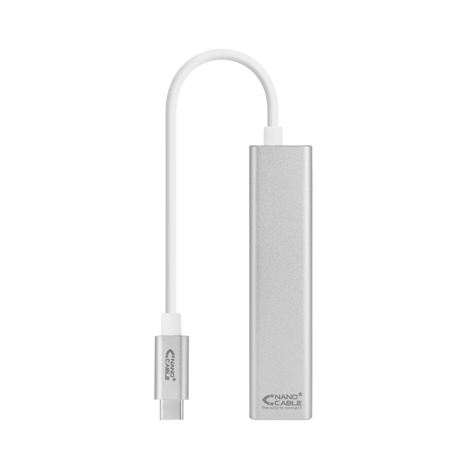 Convertisseur Nanocable USB-C vers Gigabit Ethernet + 3xUSB 3.0 - Aluminium - 15 cm - Couleur Argent