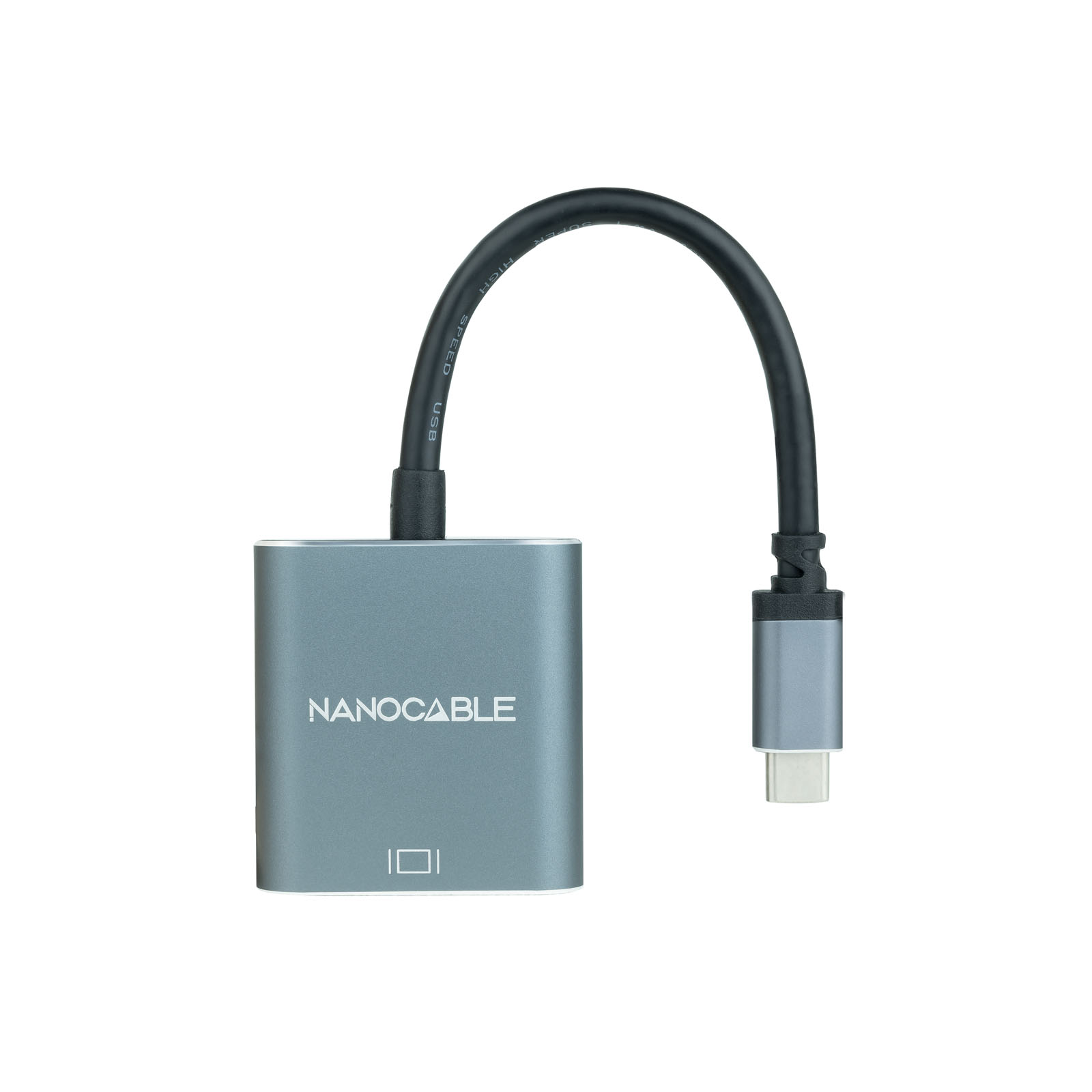 Convertisseur Nanocable USB-C vers VGA - Aluminium - 10cm - Couleur Gris