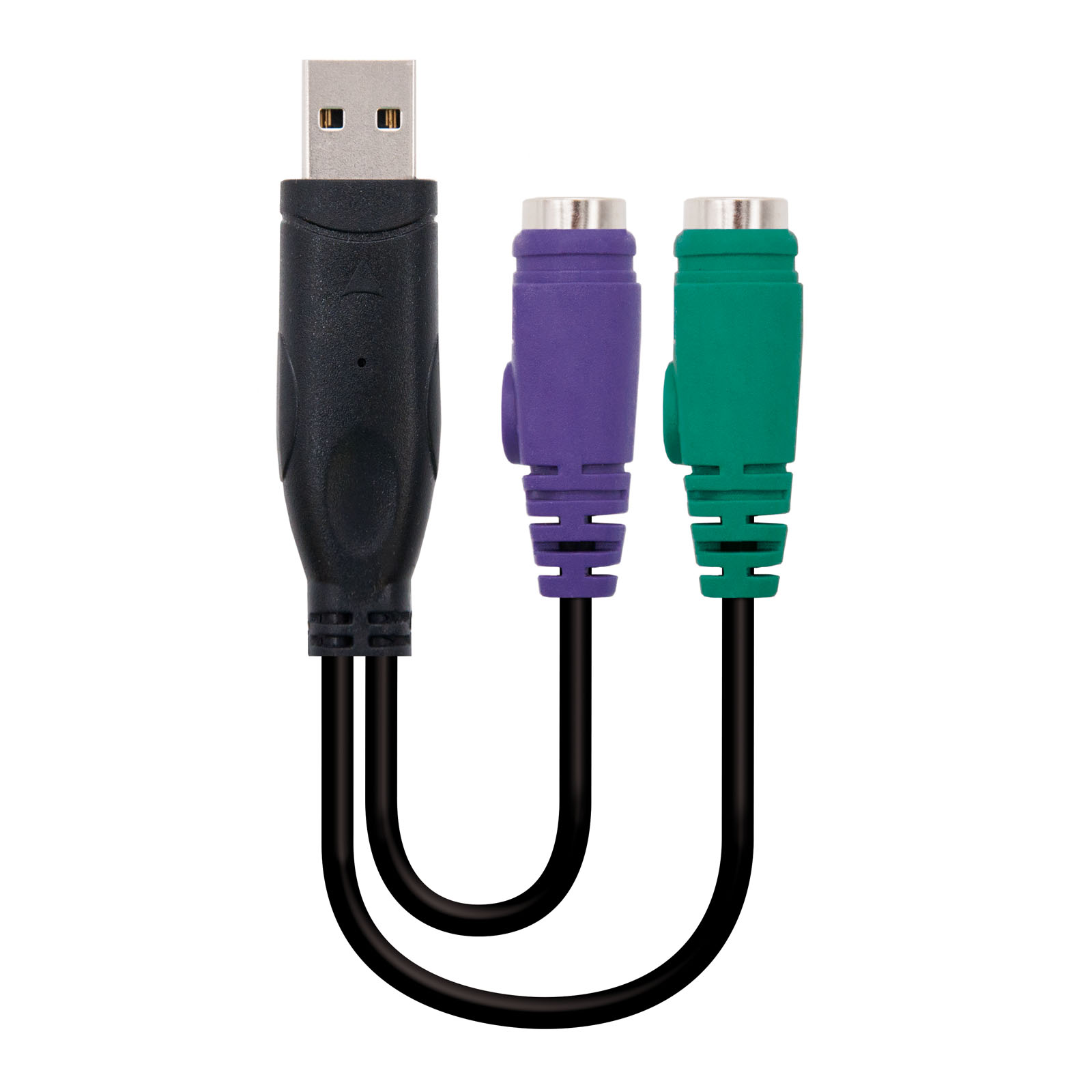 Convertisseur PS/2(clavier+souris) vers USB Nanocable - Type 2xPS/2/HA/M - 15cm - Couleur Noir
