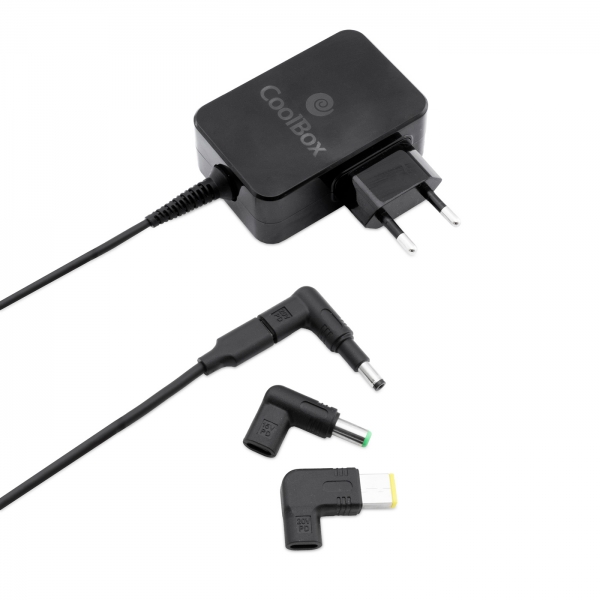 Coolbox Alimentation Portable 65W GaN USB-C +14 Embouts - Haute Rendement - Polyvalence de Connexion - Technologie GaN Avancée - Couleur Noir