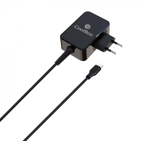 Coolbox Alimentation Portable 65W GaN USB-C +14 Embouts - Haute Rendement - Polyvalence de Connexion - Technologie GaN Avancée - Couleur Noir