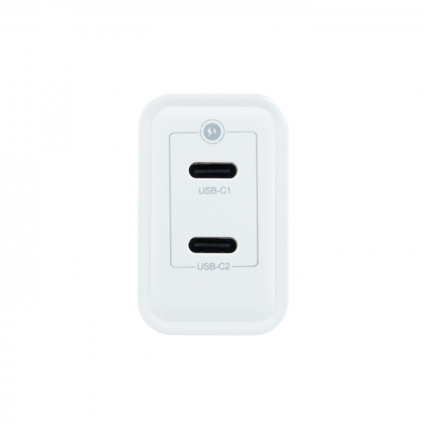 Coolbox Chargeur Mural GaN 35W USB-C/USB-C Charge Rapide - Compact - Technologie GaN - Double Port USB-C - Couleur Blanc