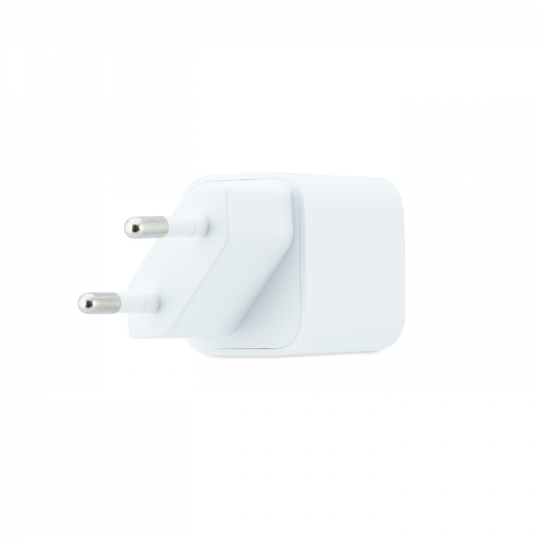 Coolbox GaN Chargeur Mural 20W USB-C/USB-A Charge Rapide - Compact - Double USB - Efficacité Énergétique - Couleur Blanc