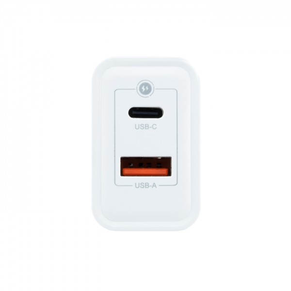 Coolbox GaN Chargeur Mural 30W USB-C/USB-A Charge Rapide - Compact - Double USB - Efficacité Énergétique. - Couleur blanche