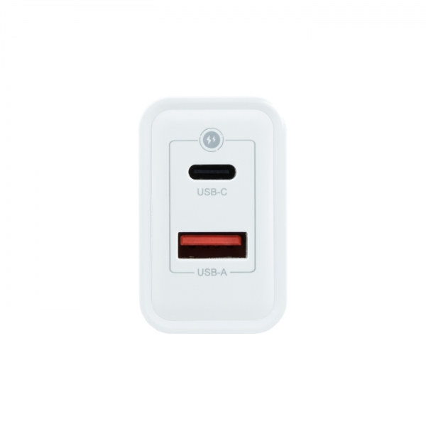 Coolbox GaN Chargeur Mural 45W USB-C/USB-A Charge Rapide - Compact - Compatible avec Plusieurs Appareils - Technologie GaN Avancée - Couleur Blanc