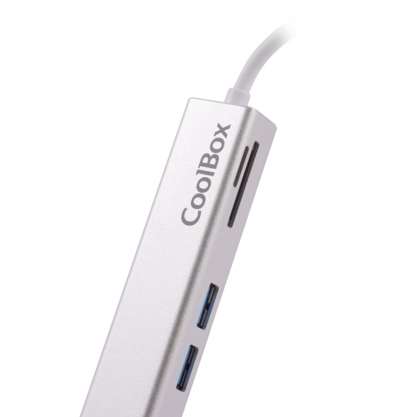 Coolbox MINIDOCK LITE USB-C Aluminium - HDMI - 3xUSB3.0 - SD - MicroSD - Couleur Blanc