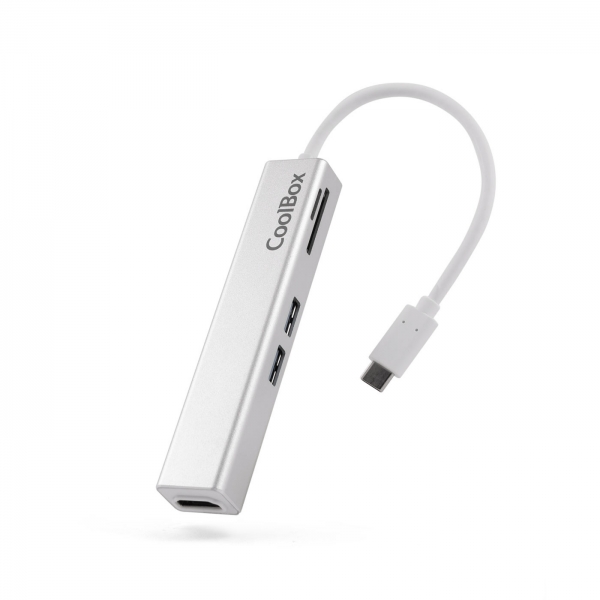 Coolbox MINIDOCK LITE USB-C Aluminium - HDMI - 3xUSB3.0 - SD - MicroSD - Couleur Blanc
