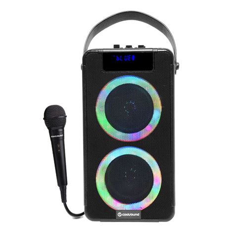 Coolsound Party Boom A360 Enceinte Bluetooth Portable 100W 2x 4" - Eclairage LED - USB, MicroSD, Jack3.5mm - Batterie 3.7V 4500mAh - Poignée de Transport - Microphone Inclus