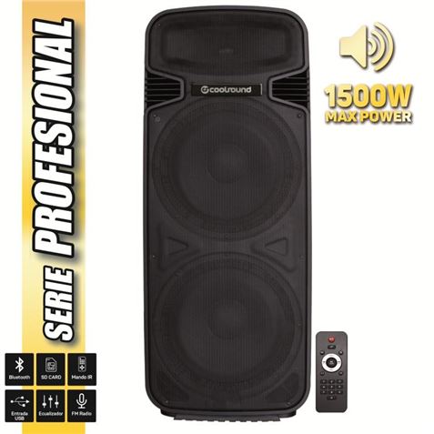 Coolsound Pro 500 Enceinte Bluetooth Auto-alimentée 1500W 2x15" 450W RMS - Entrée USB, SD, Micro. Jack 6.3mm - Télécommande