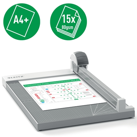 Cisaille à papier Leitz Precision Office A4+ - Coupe jusqu'à 15 feuilles - Format A4 - Lame rotative