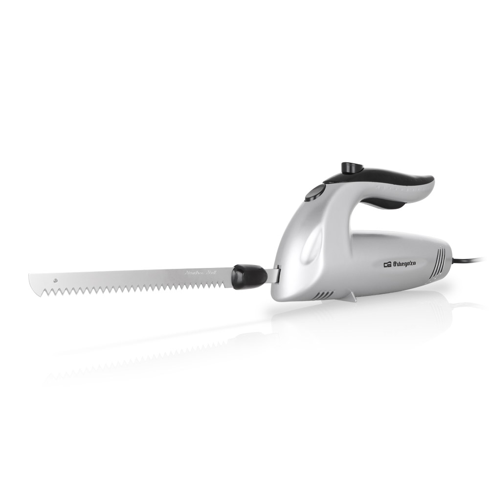 Couteau électrique silencieux Orbegozo CU 3800 - Lames en acier inoxydable - Interrupteur de sécurité - Comprend une lame supplémentaire pour les aliments surgelés Puissance 150 W