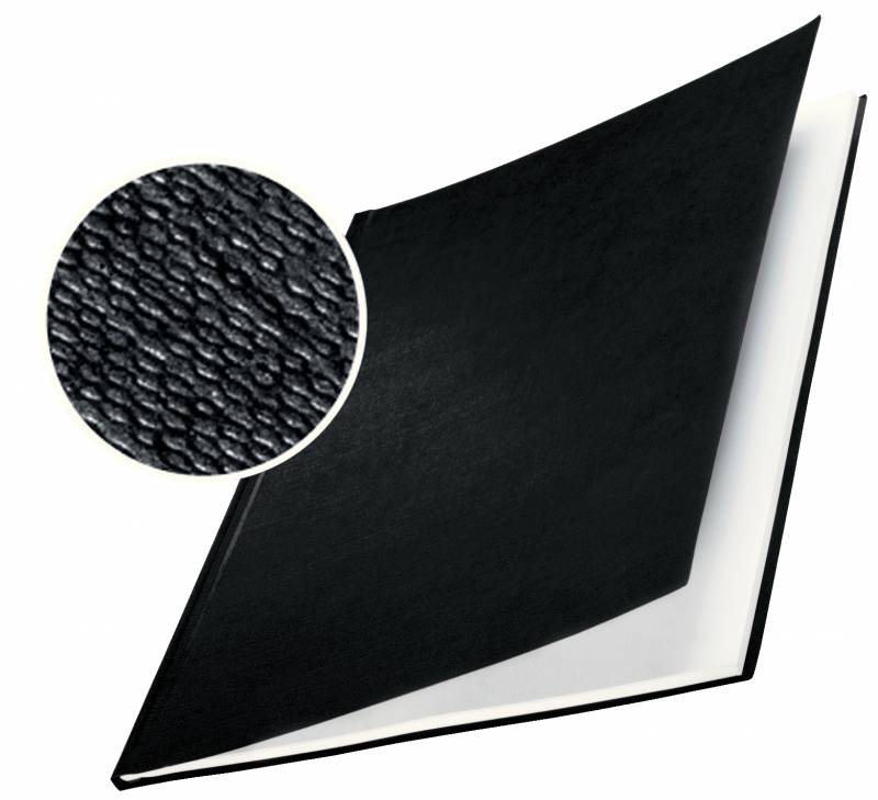 Couvertures rigides Leitz Impressbind - 10,5 mm - Structure en lin - Reliure de haute qualité - Carton noir 1,75 mm - Surface en lin laqué - Papier blanc sans acide - A4