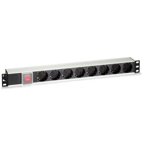 Cromad 8 Shuckos Multiprise pour montage en rack 19" 1U - Interrupteur marche/arrêt - Boîtier en aluminium - Câble de 1,80 m