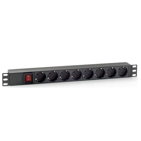Cromad Bloc multiprise 8 connecteurs pour montage en rack 19" 1U - Interrupteur marche/arrêt - Boîtier plastique - Câble 1,80 m