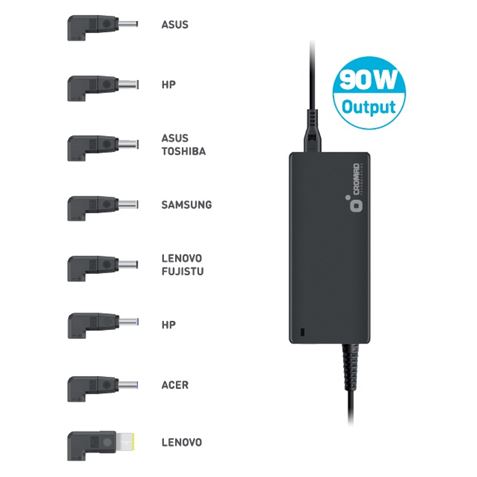 Cromad Chargeur Universel Automatique 90W - 8 Embouts - Tension 19-20V - Sélecteur de Tension Automatique - Protection Surcharge, Court-Circuit et Surtension