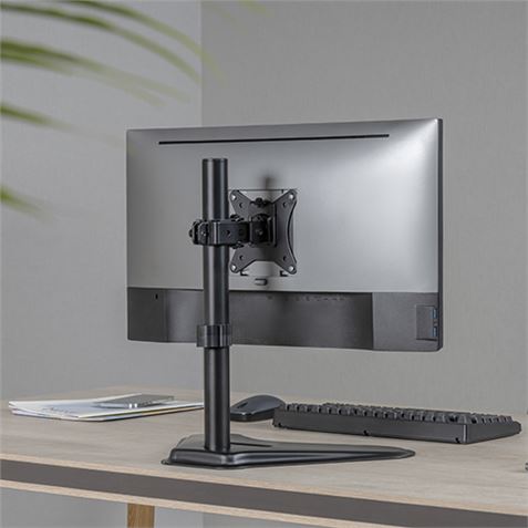 Cromad Table Stand with Base for 17"-32" Monitor - Pivotant, Inclinable - Gestion des câbles - Poids max 9kg - VESA 100x100mm