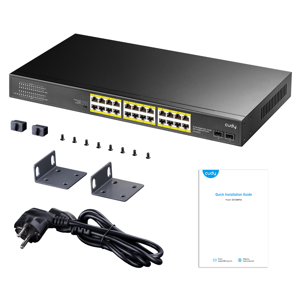 Cudy GS1028PS2 Commutateur Gigabit PoE+ 24 ports avec 2 ports SFP Gigabit