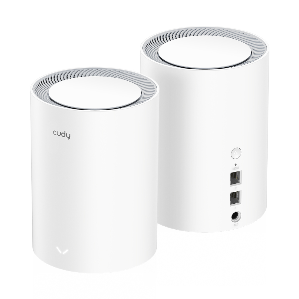 Cudy M1800 Pack de 2 Systèmes WiFi 6 Mesh AX1800 Dual Band - 1201Mbps en 5GHz, 574Mbps en 2.4GHz - 1x Port LAN 1000/100/10Mbps, 1x Port WAN 1000/100/10Mbps - 4 Antennes Internes