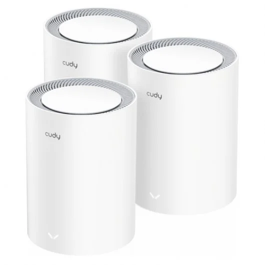 Cudy M1800 Pack de 3 Systèmes WiFi 6 Mesh AX1800 Dual Band - 1201Mbps en 5GHz, 574Mbps en 2.4GHz - 1x Port LAN 1000/100/10Mbps, 1x Port WAN 1000/100/10Mbps - 4 Antennes Internes