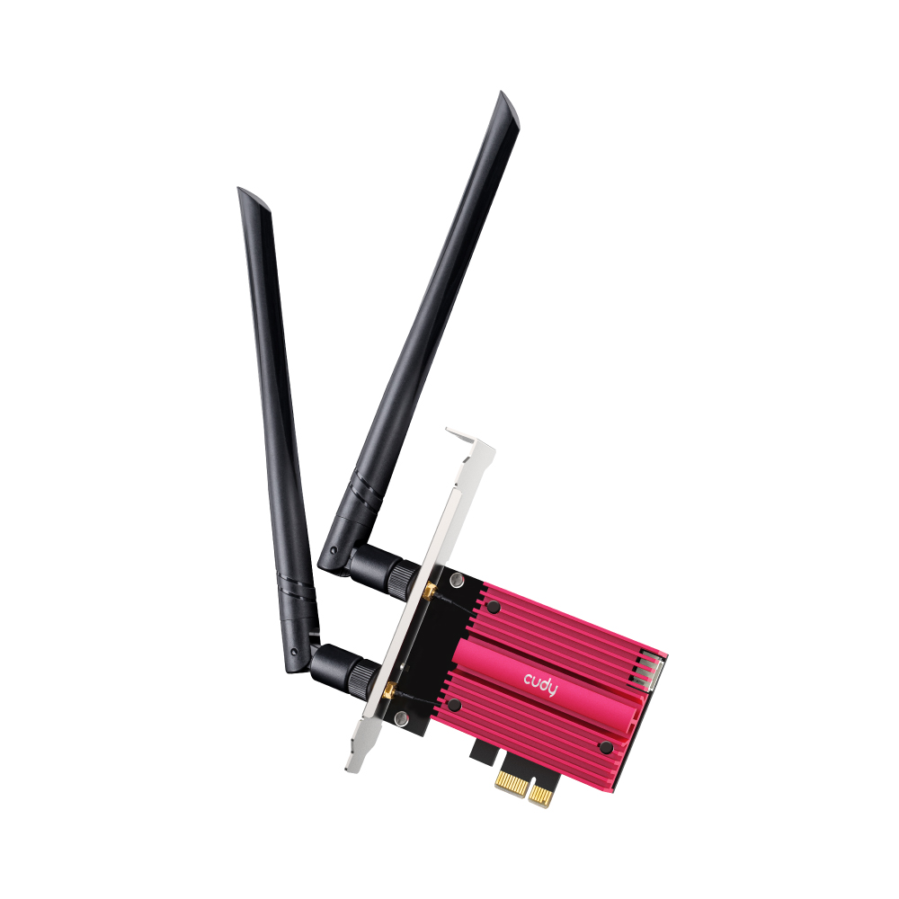 Cudy WE3000S Adaptateur Réseau PCI-e AX5400 WiFi 6E Tri-Bande - Bluetooth 5.2 - 2 Antennes Externes