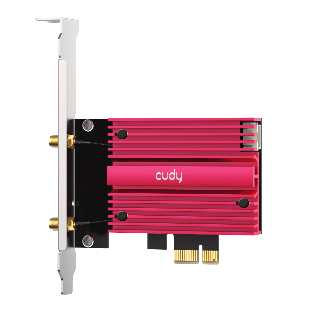 Cudy WE4000 Adaptateur Réseau PCI-e AX5400 WiFi 6 Tri-Band - Bluetooth 5.2 - 2 Antennes Externes