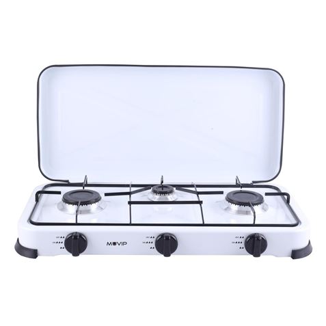 Cuisinière à Gaz Muvip 3 Foyers - Allumage Manuel - Grilles Amovibles - Housse de Protection