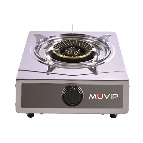 Cuisinière à gaz Muvip série Strong en acier inoxydable 1 brûleur - allumage piézoélectrique - brûleur en fonte amovible