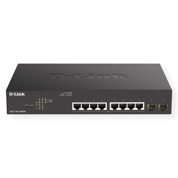 D-Link Switch semi-gérable 8 Ports Gigabit PoE 130W + 2 Ports Combo