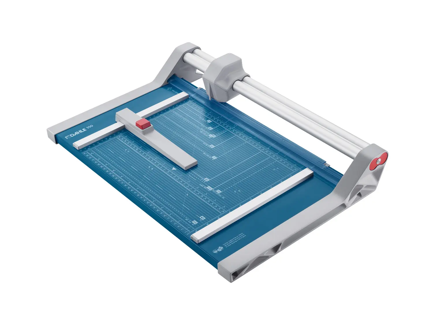 Dahle 550 Cisaille à Rouleau Professionnelle Format A4 - Capacité 20 Feuilles - Lame Circulaire Acier Auto-Affûteuse - Deux Butées d'Angle