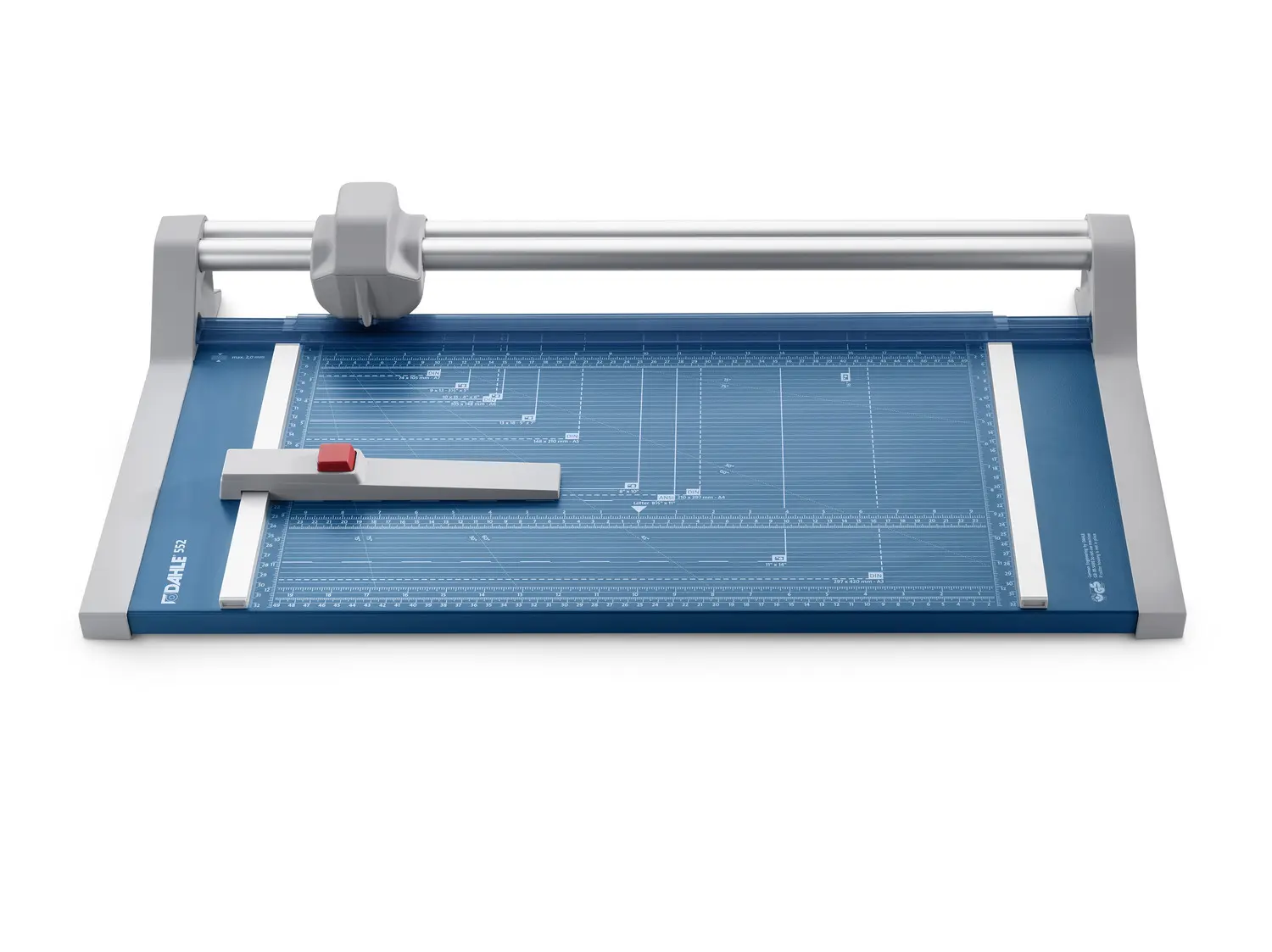 Dahle 552 Cisaille à Rouleau Professionnelle Format A3 - Capacité 20 Feuilles - Lame Circulaire Acier Auto-Affûteuse - Deux Butées d'Angle