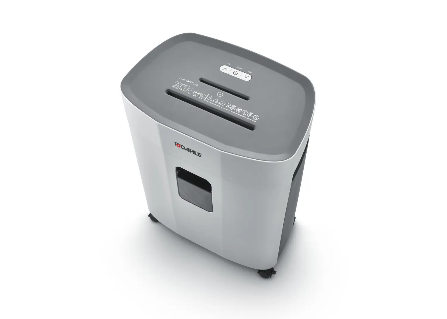 Dahle PaperSAFE 260 25L Destructeur de Papier Manuel avec Roues - Détruit jusqu'à 12 Feuilles - Coupe Particule - Convient pour Papier, Cartes, CD