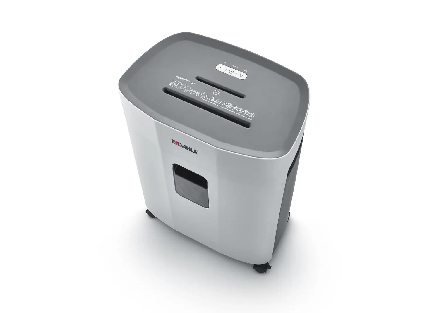 Dahle PaperSAFE 380 25L Destructeur de Papier Manuel avec Roues - Détruit jusqu'à 15 Feuilles - Coupe Particule - Convient pour Papier, Cartes, CD