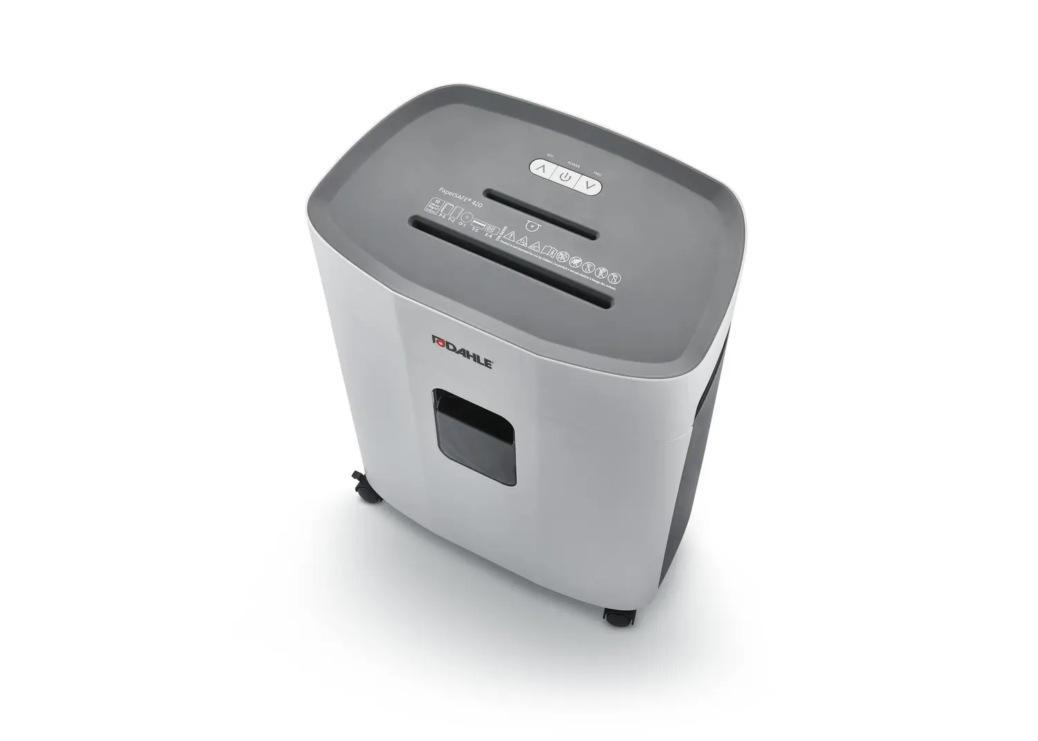 Dahle PaperSAFE 420 25L Destructeur de papier manuel avec roues - Détruit jusqu'à 10 feuilles - Microcut Particle Cut - Convient pour le papier, les cartes, les CD