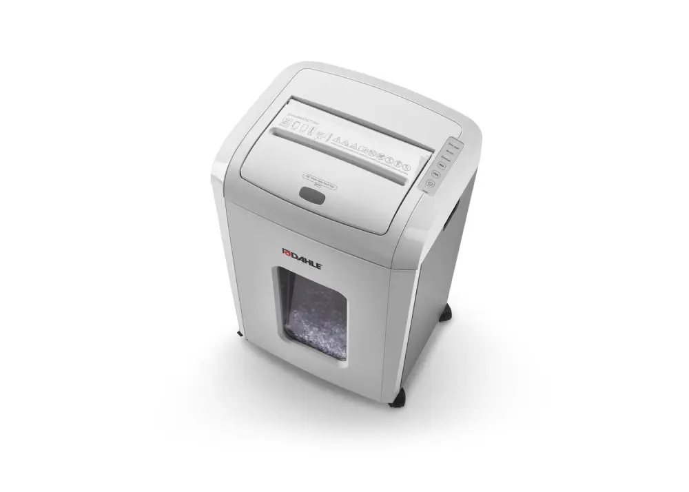 Dahle ShredMATIC 150 Destructeur de papier automatique P-4 Coupe de particules - Détruit jusqu'à 150 feuilles par charge - Alimentation manuelle de 7 à 9 feuilles - Convient au papier et aux cartes