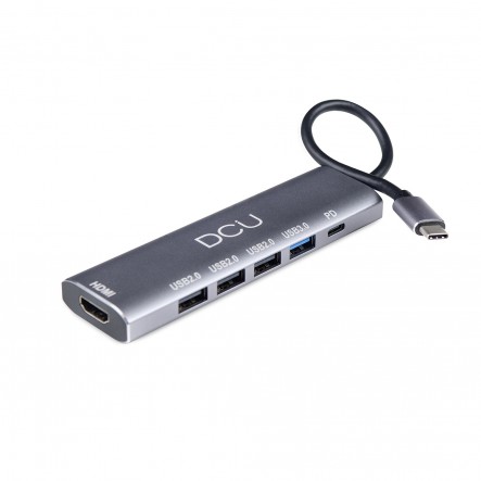 DCU Tecnologic Hub USB Type C - HDMI 4K - 4 Ports USB - Couleur Métal