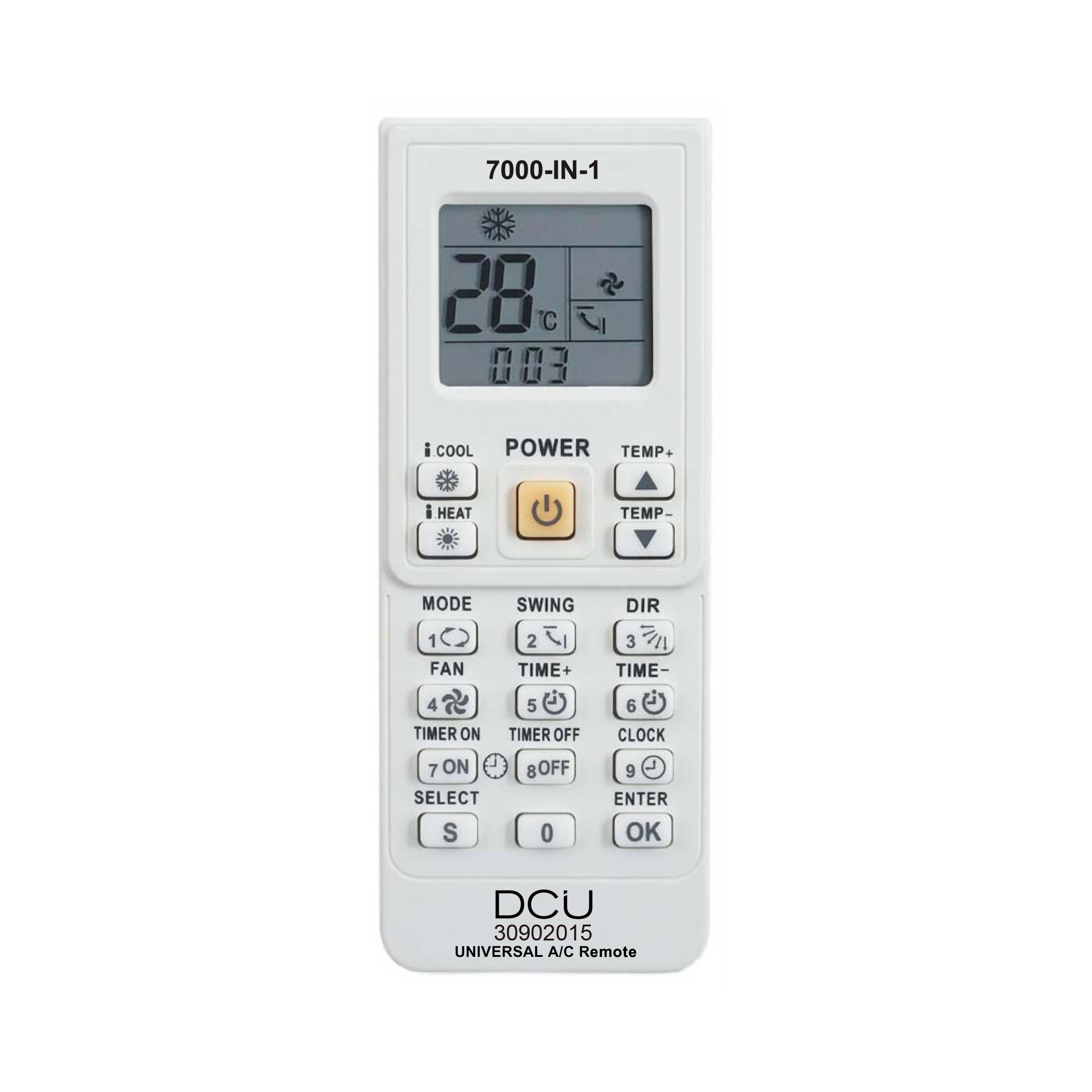 DCU Tecnologic Télécommande Universelle pour Climatisation 7000 en 1 Nouveau - Couleur Blanc