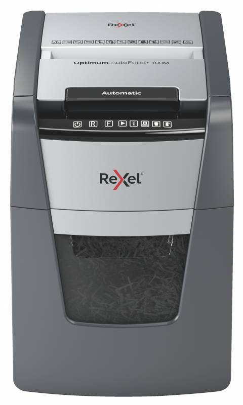 Destructeur automatique Rexel Optimum Autofeed 100M Micro-Cut - Alimentation automatique jusqu'à 100 feuilles - Niveau sonore ultra silencieux - Noir
