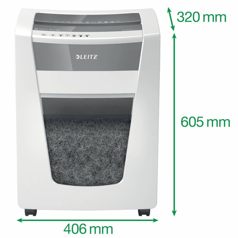 Destructeur de papier Leitz Office PRO P5 - Intelligent, silencieux et sûr - Détruit 15 feuilles - Corbeille de 30 L - Niveau de sécurité Micro Cut Din P5 - Fonctionnement super silencieux
