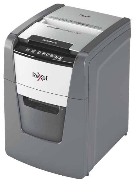 Destructeur de particules automatique Rexel Optimum AutoFeed 90X - 35L - Alimentation automatique 90 feuilles - Fente manuelle 8 feuilles - Anti-bourrage