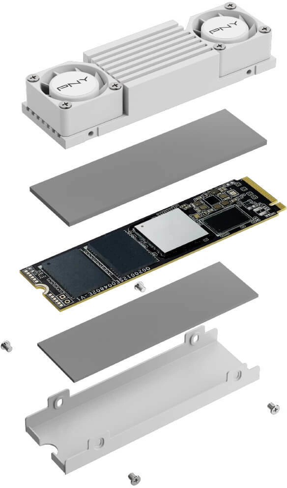 Disque dur solide PNY CS3150 SSD M2 2 To NVMe PCIe Gen5 x4 avec dissipateur thermique - Blanc
